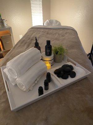 Beautiful set up before the massage!