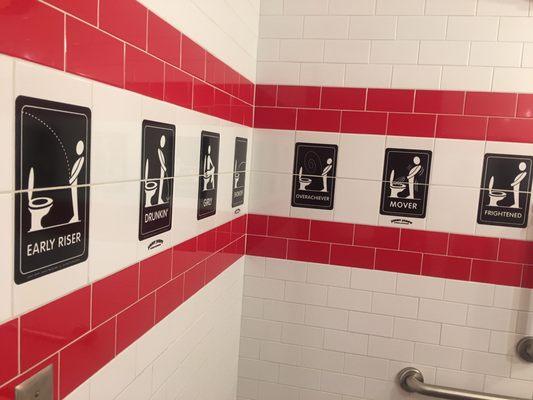 Humorous Guys bathroom signs on walls