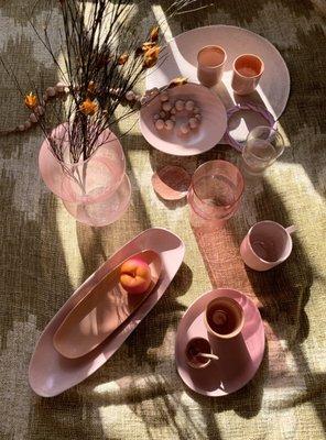 Still Life with pink tabletop items