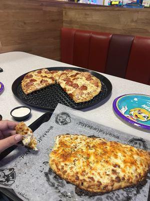 Pizza and cheese bread