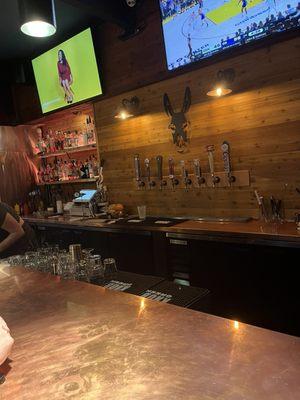 Bar area and copper bar top.