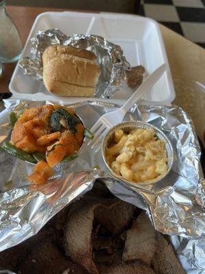 Brisket Meal , Mac and Cheese, mixed vegetables