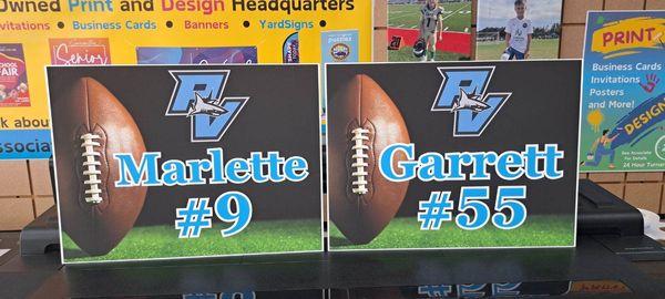 Let us print your sports players outdoor yard signs! We can custom design one for you!