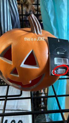 Overpriced PLASTIC PUMPKIN that's worth $10 at the MAXIMUM.