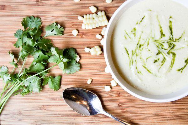 Corn Chowder with Cilantro Lime Oil