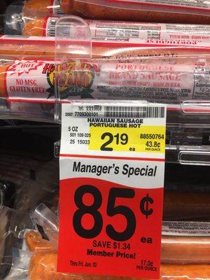 Great deal on Portuguese sausage!