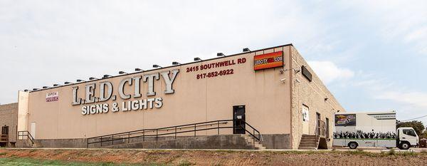 LED City frontage from highway.