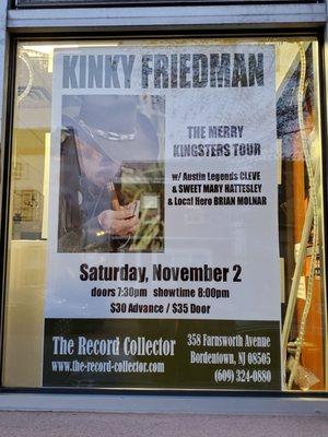 In town for Kinky Friedman!