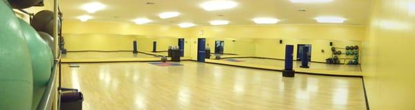 Beautiful group fitness room for our yoga, pilates or zumba classes