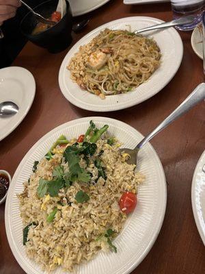 Crab fried rice & shrimp pad Thai