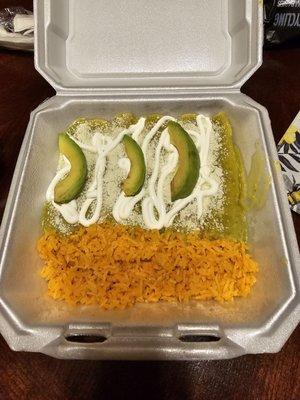 Enchiladas and rice