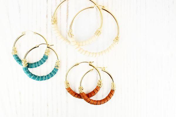 Leather Wrapped Classic Hoops