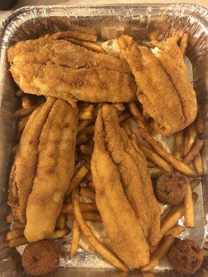 Fried platters, catfish.