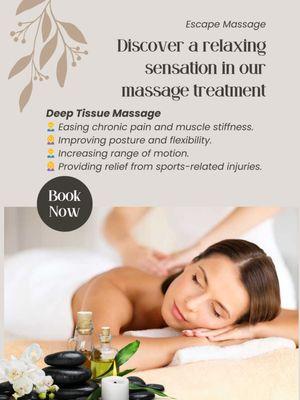 This massage targets deeper layers of muscle and fascia, working out knots and relieving chronic muscle tension.