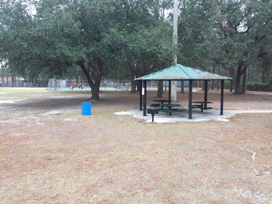 Gazebo and tennis courts