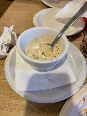 The clam chowder here is excellent.