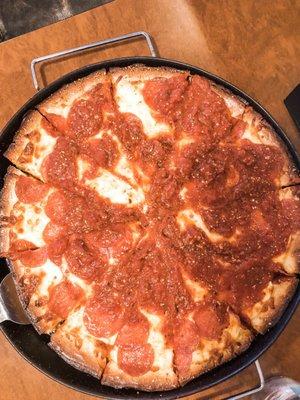 Deep Dish Pepperoni Pizza