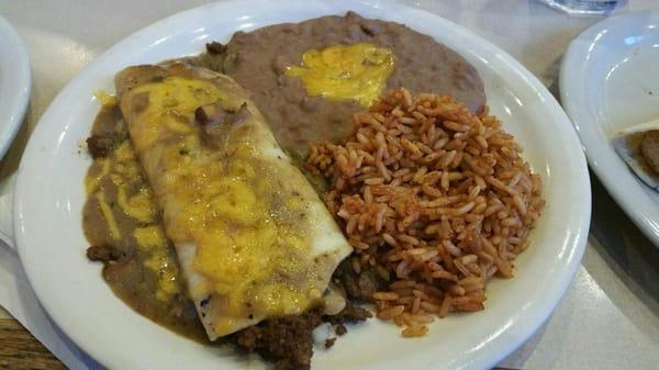 Enchilada with Verde chili and roast pork in sauce