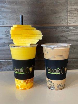 Mango Smoothie and an Iced Coffee Milk Tea