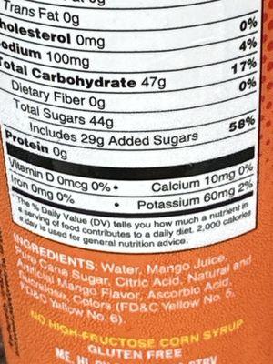 44 grams of sugar.  29 grams added.  (I throw out.  No drink!!)  That's over an ounce of added sugar.  Crazy.