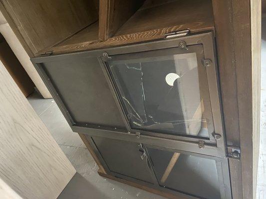 My ruined $600 cabinet that was valued at $60 by Two Men and a Truck.