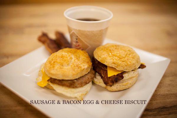 Bacon egg and cheese & Sausage egg and cheese Biscuit