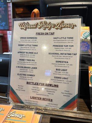 Beer menu