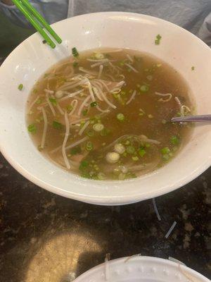 Pho B11. Beef Noodle Soup with Eye Round Steak, Brisket Tai Nam (after eating half of it)