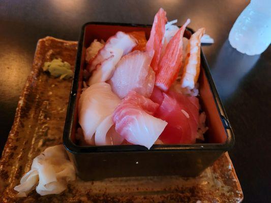 Chirashi (different types of sashimi) on rice