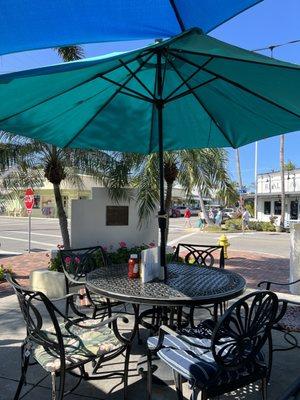 Beautiful outside table waiting for you.