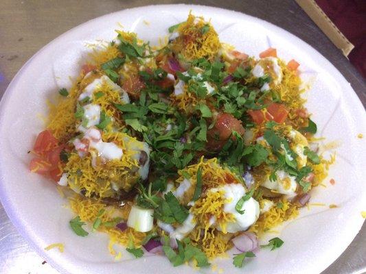 Sev puri, made to order in the little food cart at the back of the store.