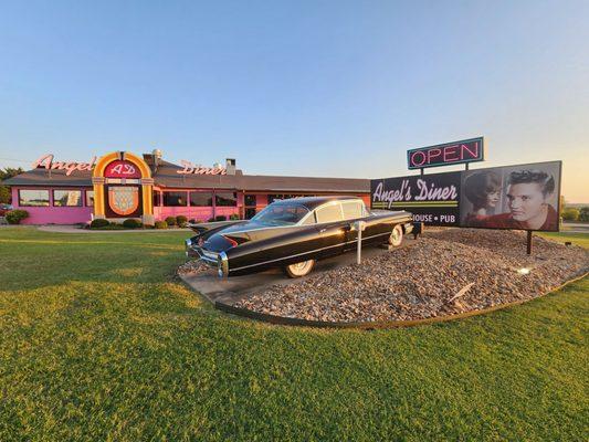 Another cool car in the front of the diner.