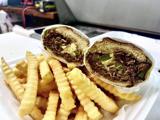 Philly Steak Sandwich with Free Fries