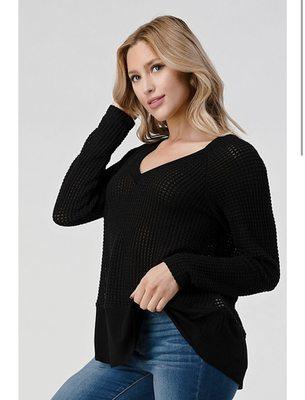 Long sleeve waffle top