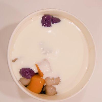 Grass jelly w/ taro ball added Cheese foam