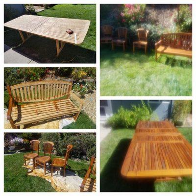 Power washer  sand New stain on the chairs table