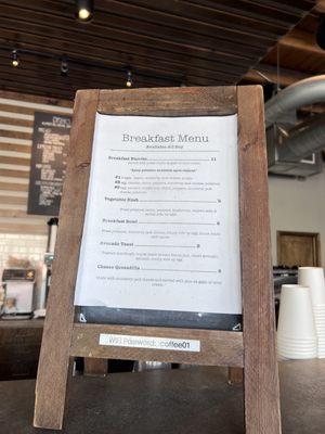 The breakfast menu !