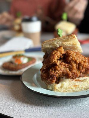 Hot chicken in a biscuit