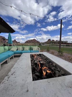 Warm fire during colder day in sunny Arizona.