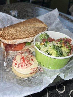 Fancy Nancy on toasted wheat w/ broccoli salad