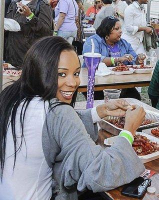 Enjoying some crawfish at our festival.