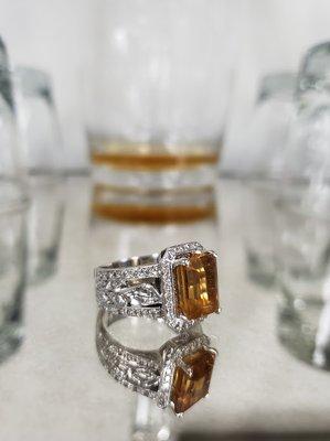 A white gold, diamond & Citrine wedding ring we designed & made for one of our bridal clients.