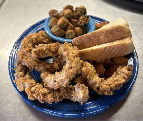 Chicken strip with fried okra