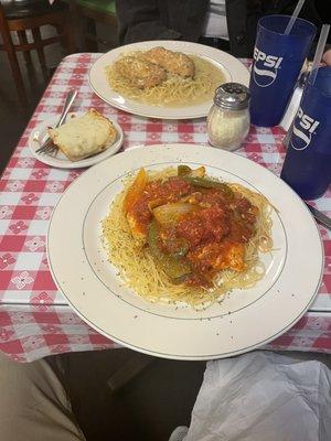 Chicken cacciatore and chicken French