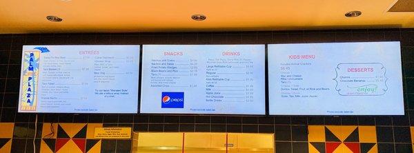 Menu board (as of November 2019).