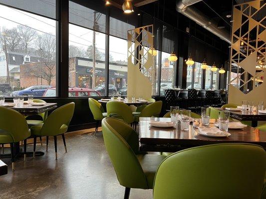 looking towards the bar area from the dining room.