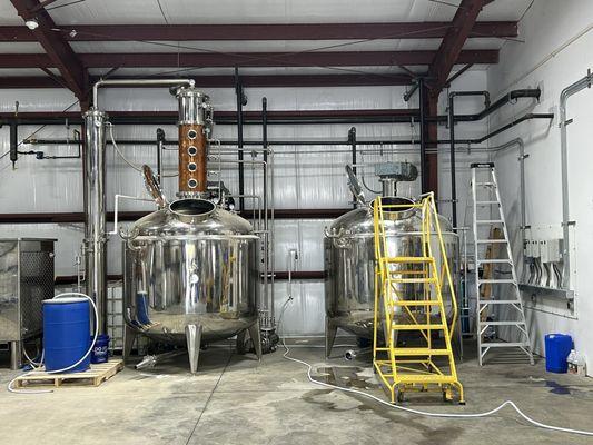 Distiller and fermentation tank (l to r)