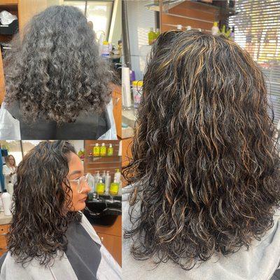 Dry hair cut & highlights on curly hair !