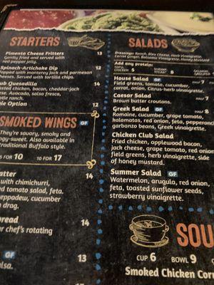 The menu