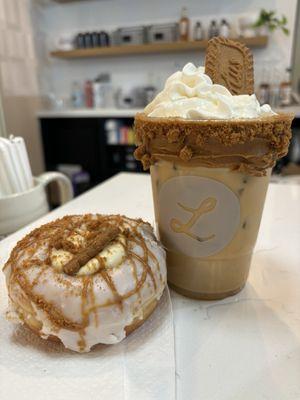 Biscoff cheesecake donut and latte